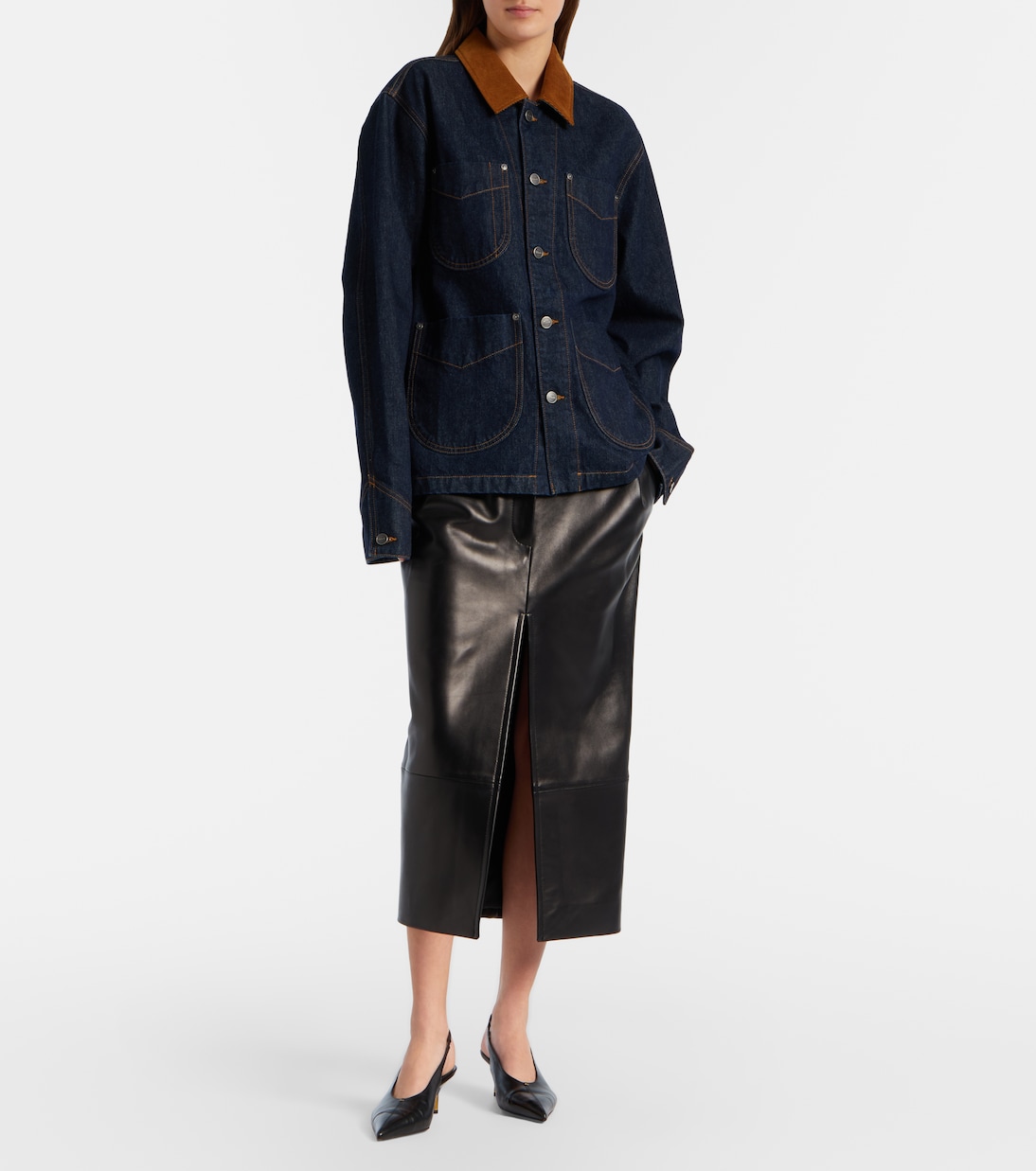 Wyatt corduroy-trimmed denim jacket | Khaite