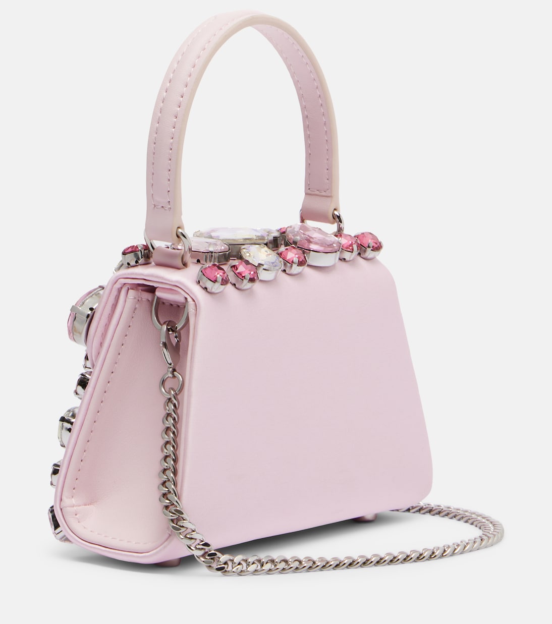 Mini embellished satin top-handle bag | Self-Portrait