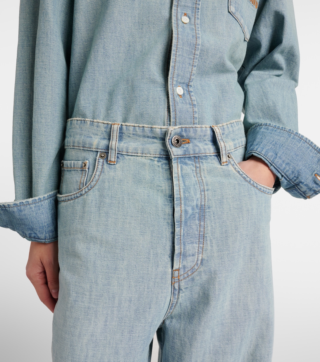 Wide-Leg Jeans aus Chambray | Miu Miu