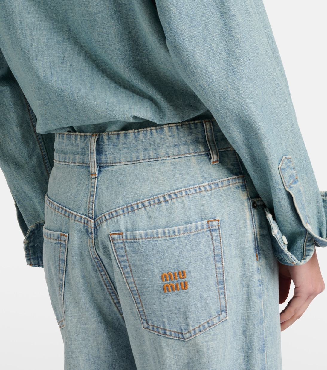 Wide-Leg Jeans aus Chambray | Miu Miu