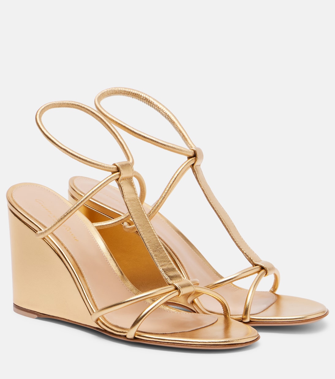 Metallic leather wedge sandals | Gianvito Rossi
