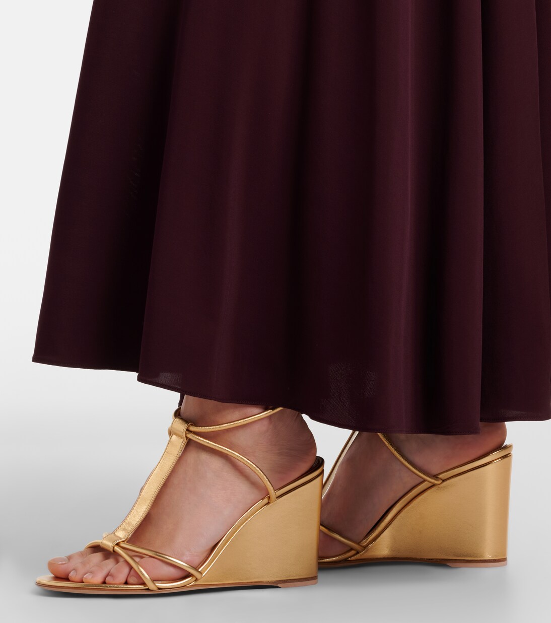 Metallic leather wedge sandals | Gianvito Rossi