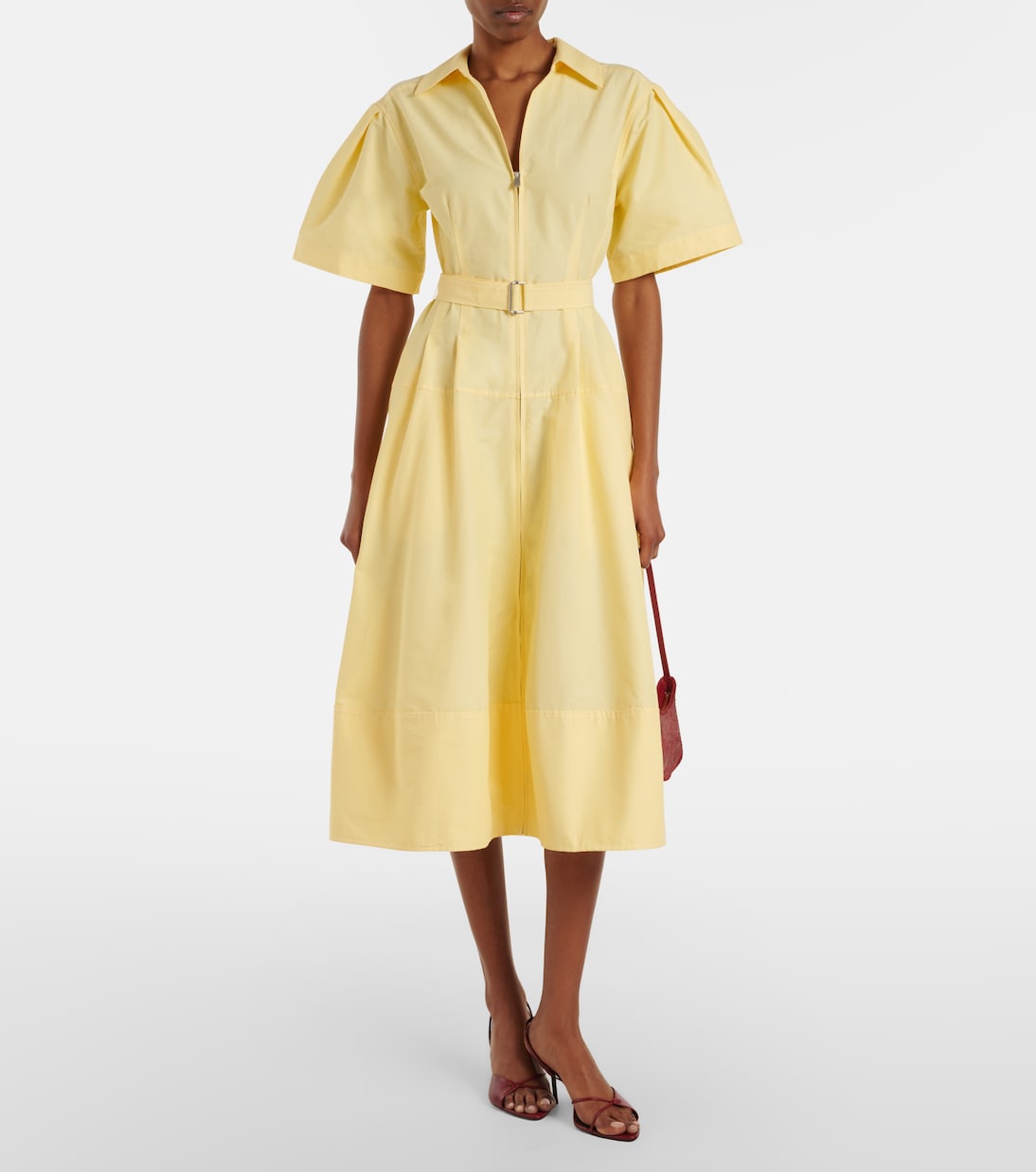 فستان بستايل قميص من القطن المخلوط بحزام | Simkhai