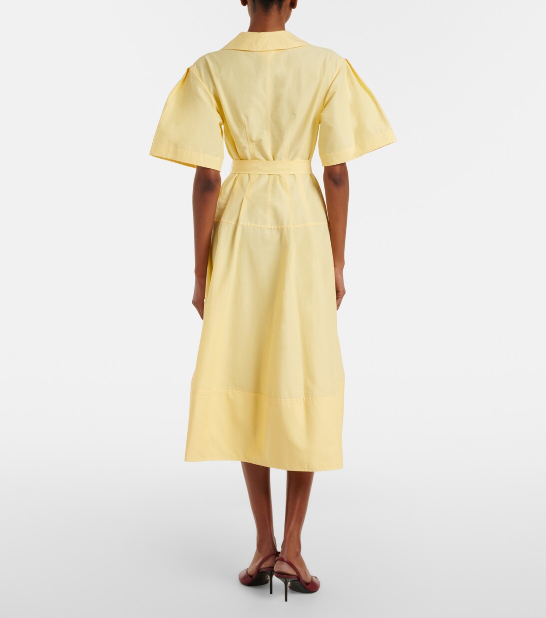 فستان بستايل قميص من القطن المخلوط بحزام | Simkhai