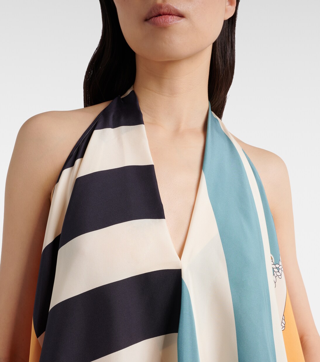 印花不对称挂脖真丝上衣 | Loewe