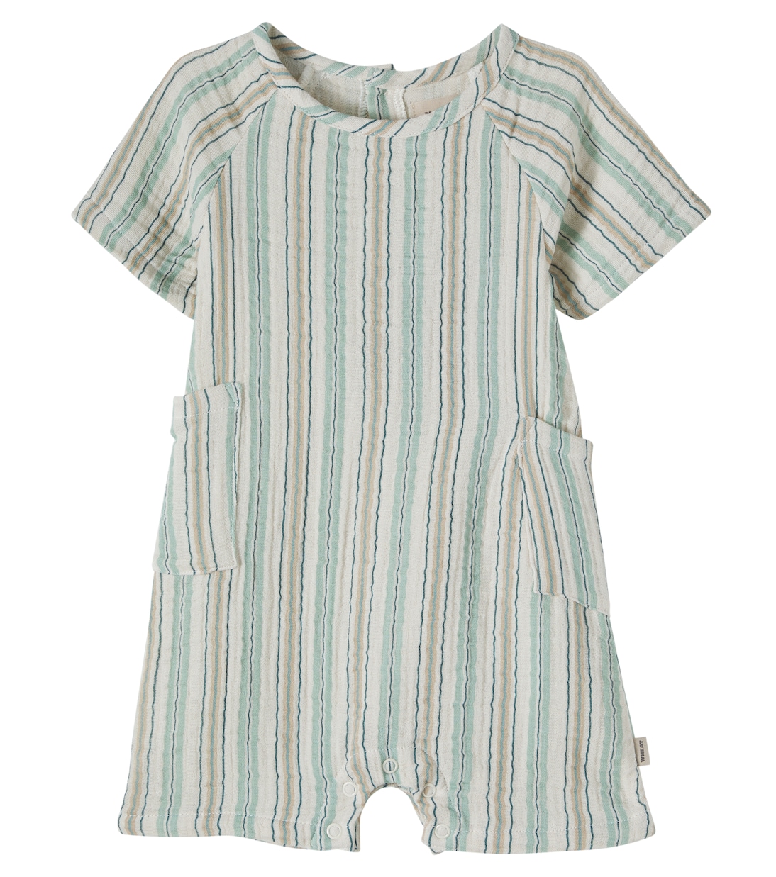 Baby Edison striped cotton gauze playsuit | Wheat