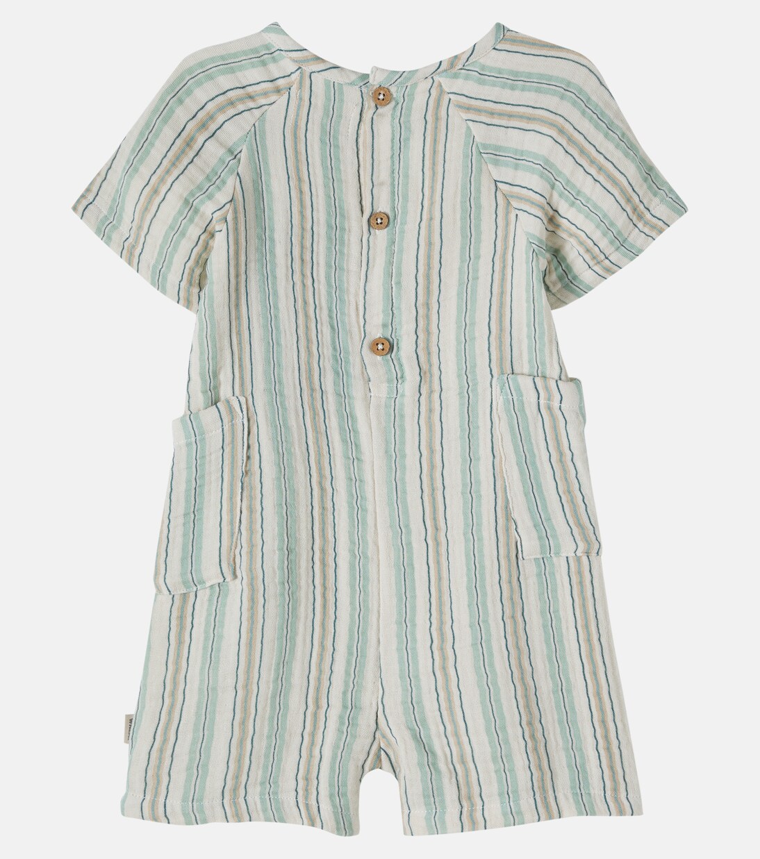 Baby Edison striped cotton gauze playsuit | Wheat