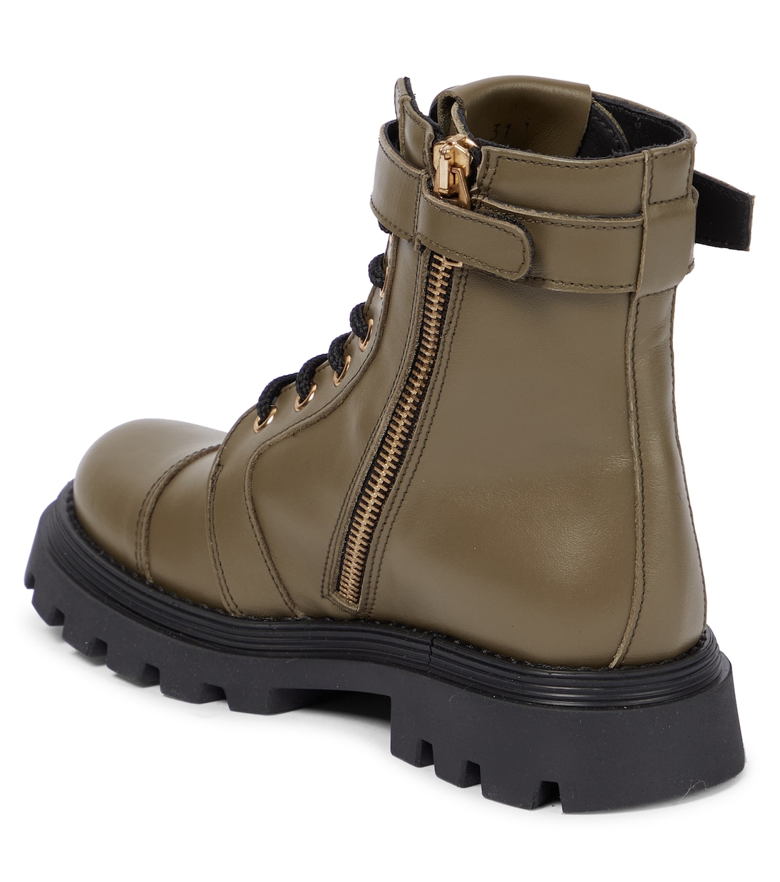 Stivaletti stringati in pelle con fibbia | Balmain Kids