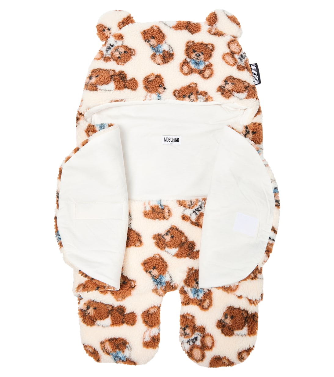 Baby printed cotton faux fur sleeping bag | Moschino Kids