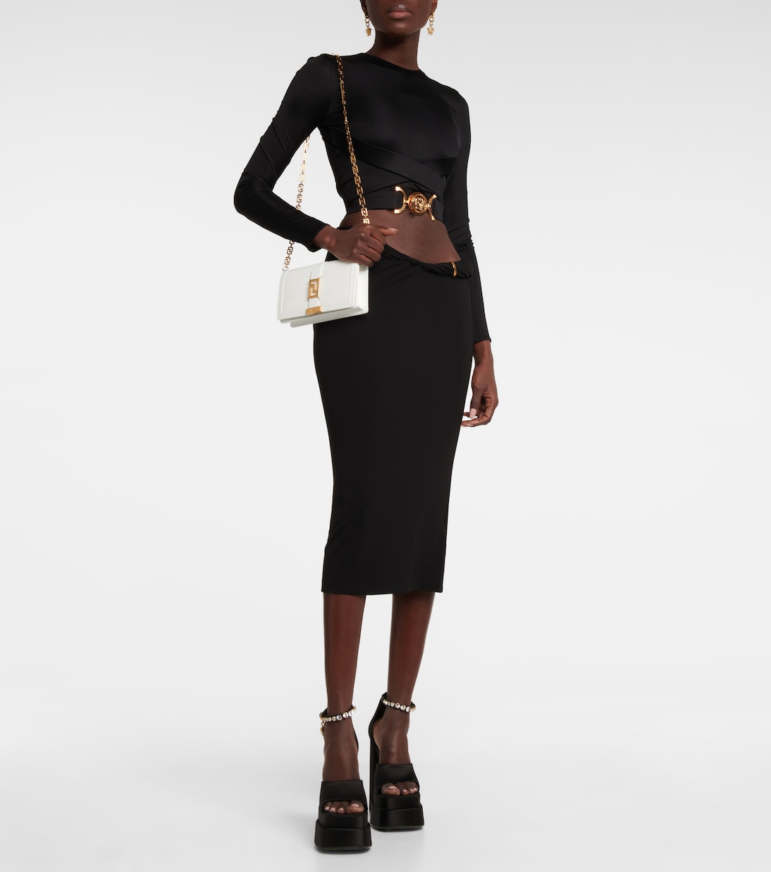 Sandali Medusa Aevitas in raso con plateau | Versace