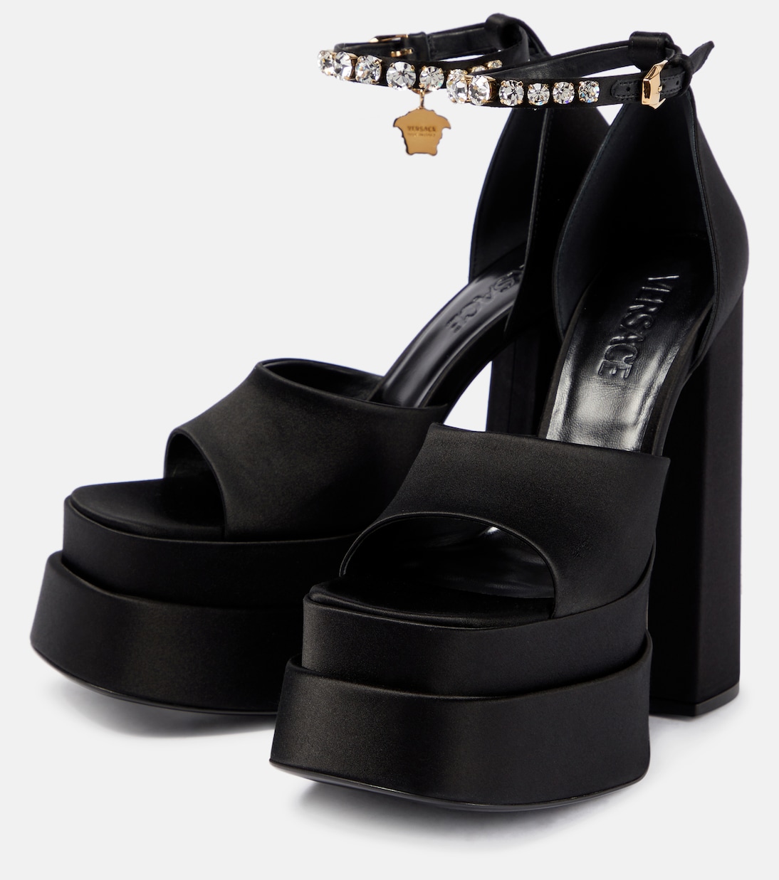 Sandali Medusa Aevitas in raso con plateau | Versace