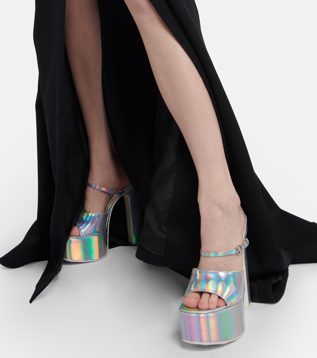 Plateausandalen Tan-Go 155 aus Metallic-Leder | Valentino Garavani