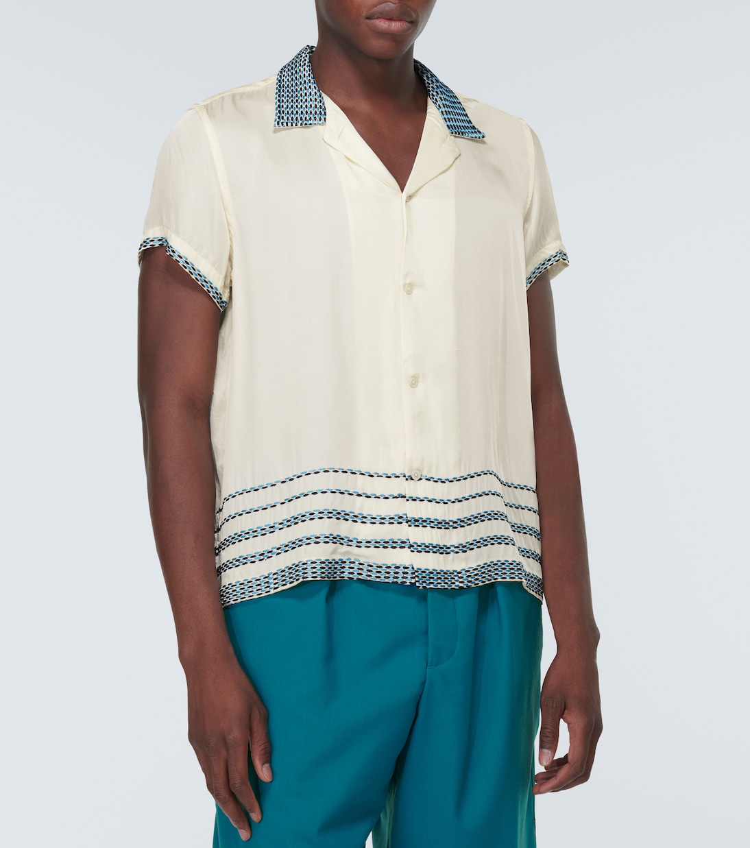 Camicia bowling in raso di seta con ricami | Bode