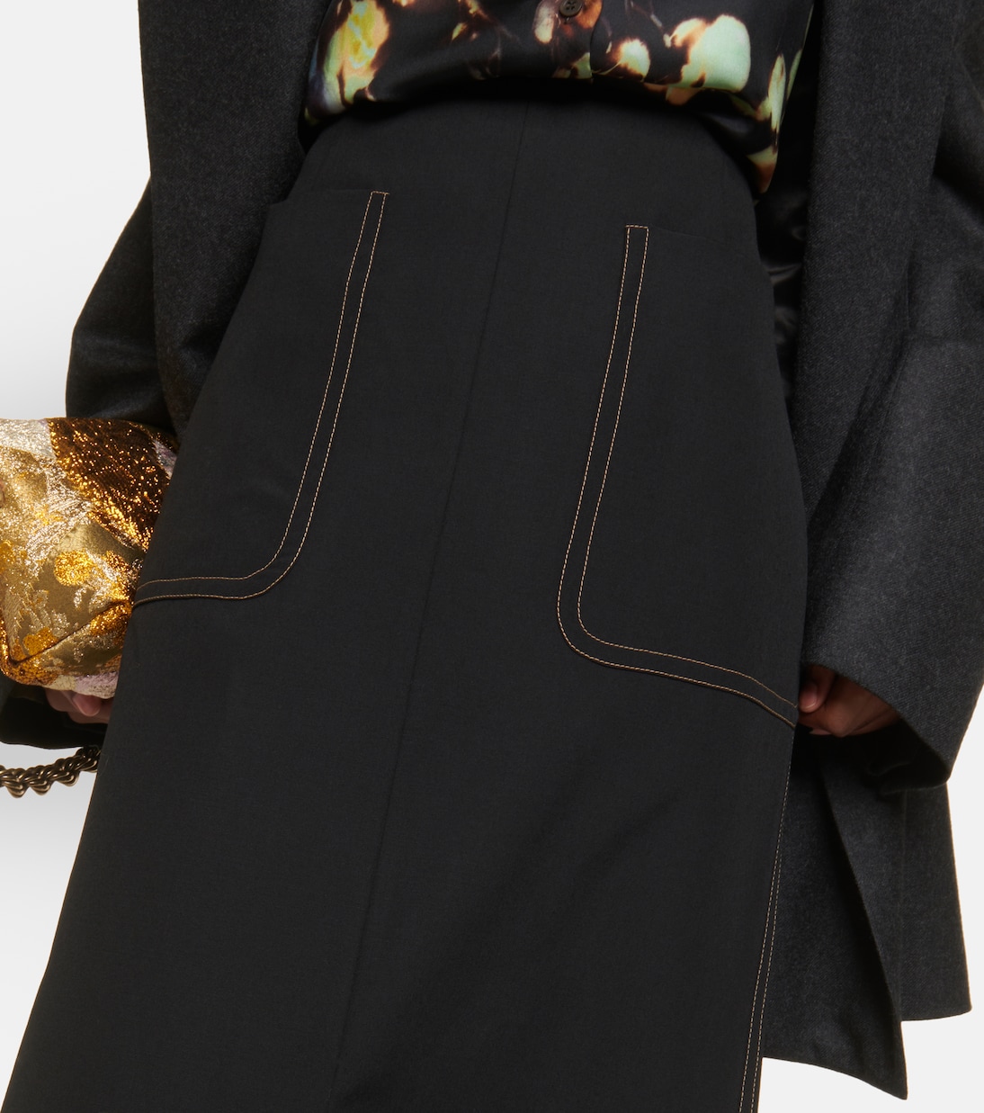 High-rise wool midi skirt | Dries Van Noten