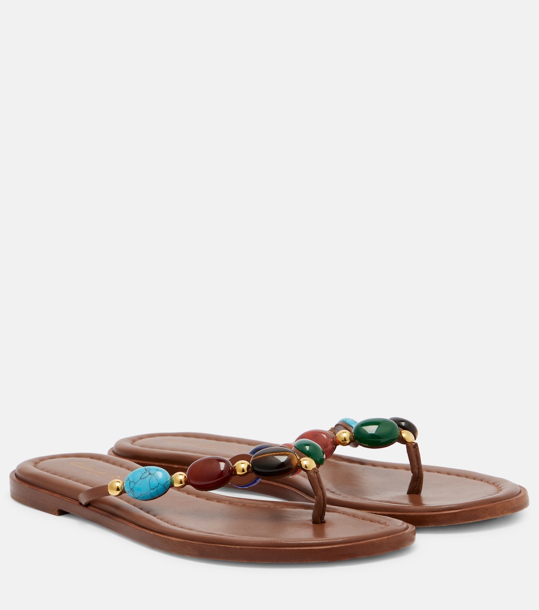 Tongs Shanti en cuir à ornements | Gianvito Rossi