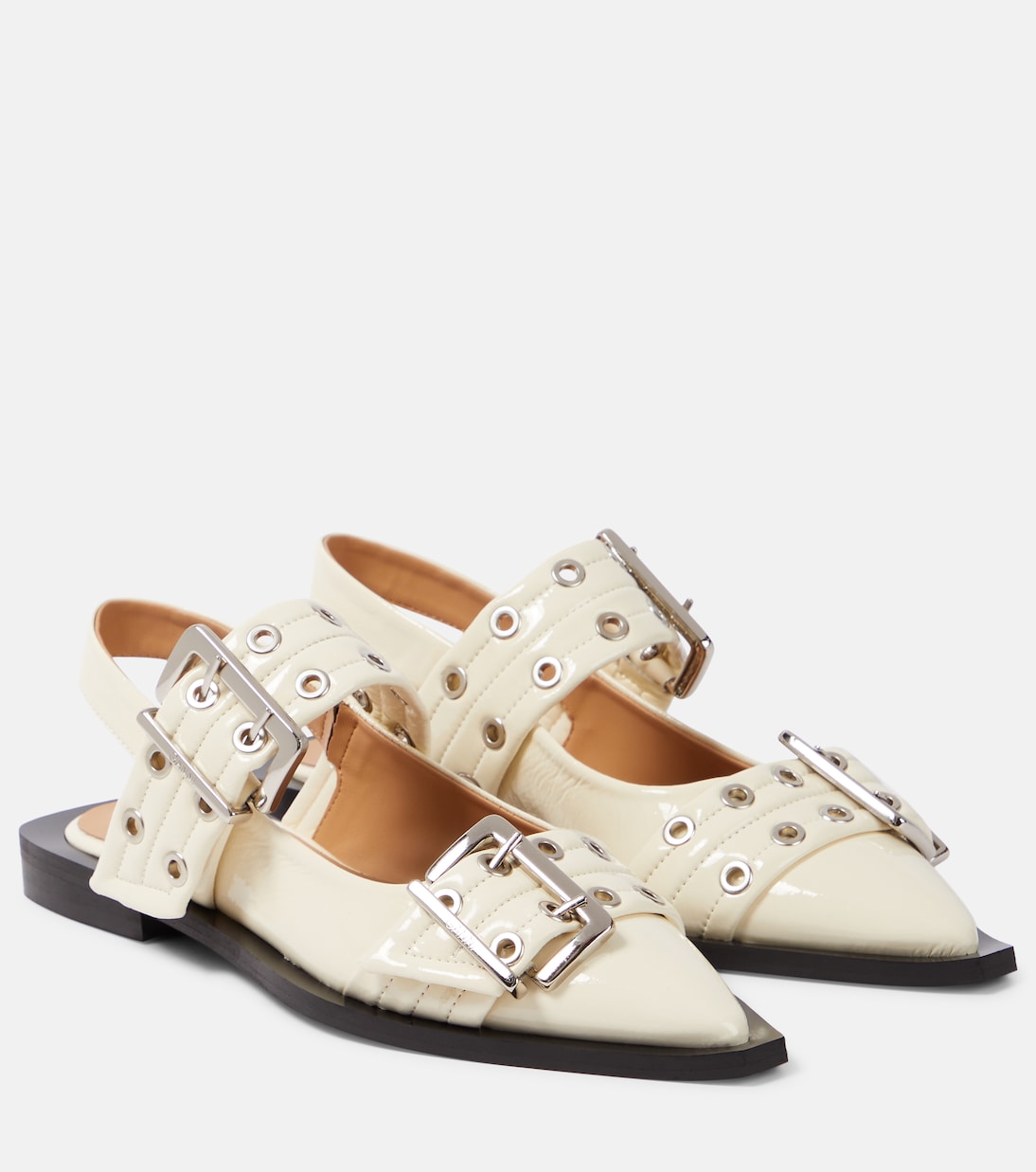 Faux leather ballet flats | Ganni