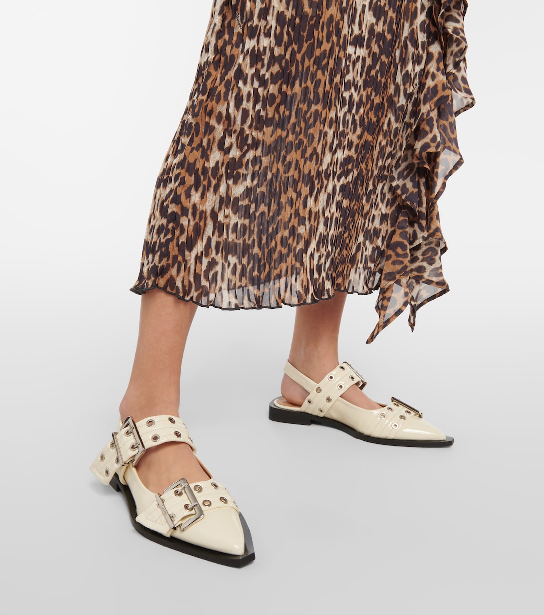 Faux leather ballet flats | Ganni