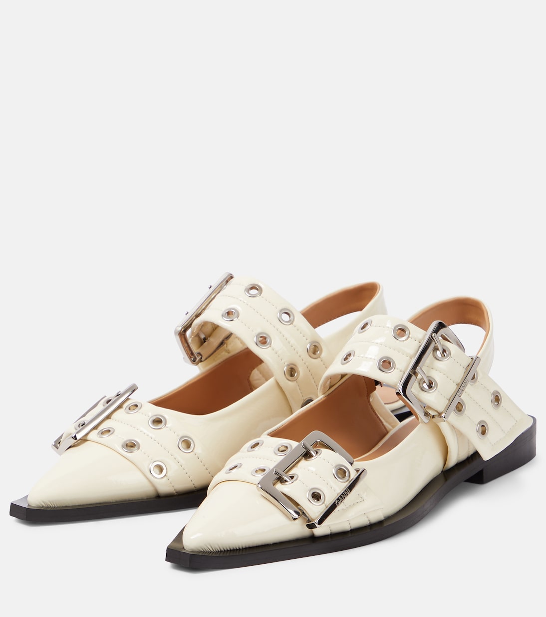 Faux leather ballet flats | Ganni