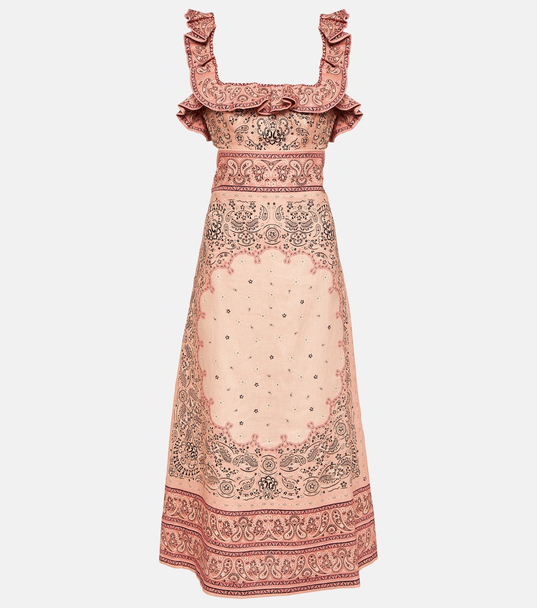 Robe midi Matchmaker imprimée en lin | Zimmermann