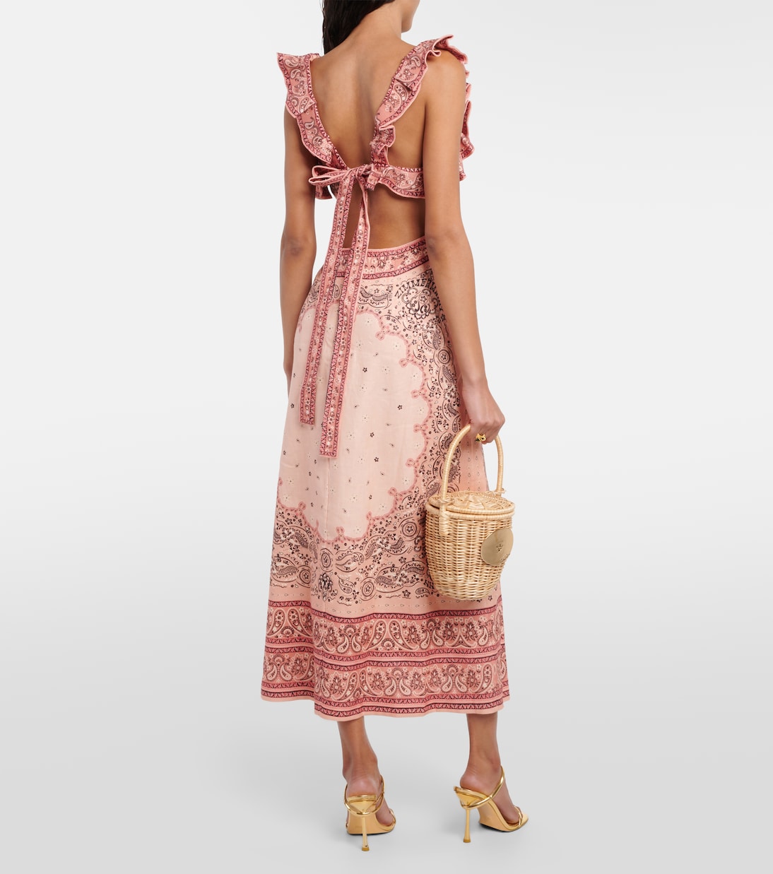 Robe midi Matchmaker imprimée en lin | Zimmermann