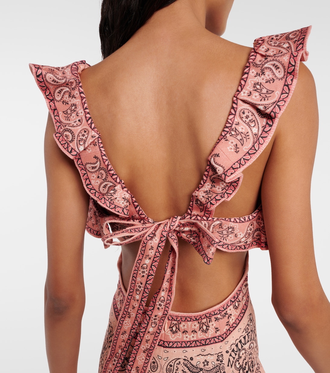 Robe midi Matchmaker imprimée en lin | Zimmermann