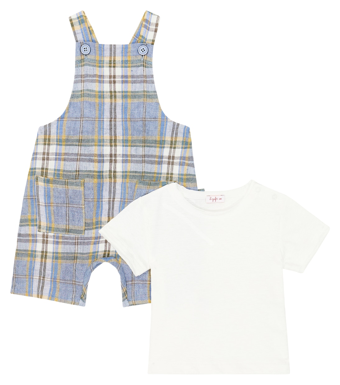 Baby checked playsuit and T-shirt set | Il Gufo