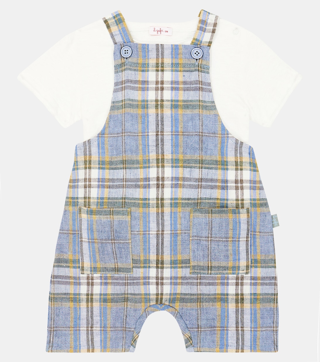 Baby checked playsuit and T-shirt set | Il Gufo