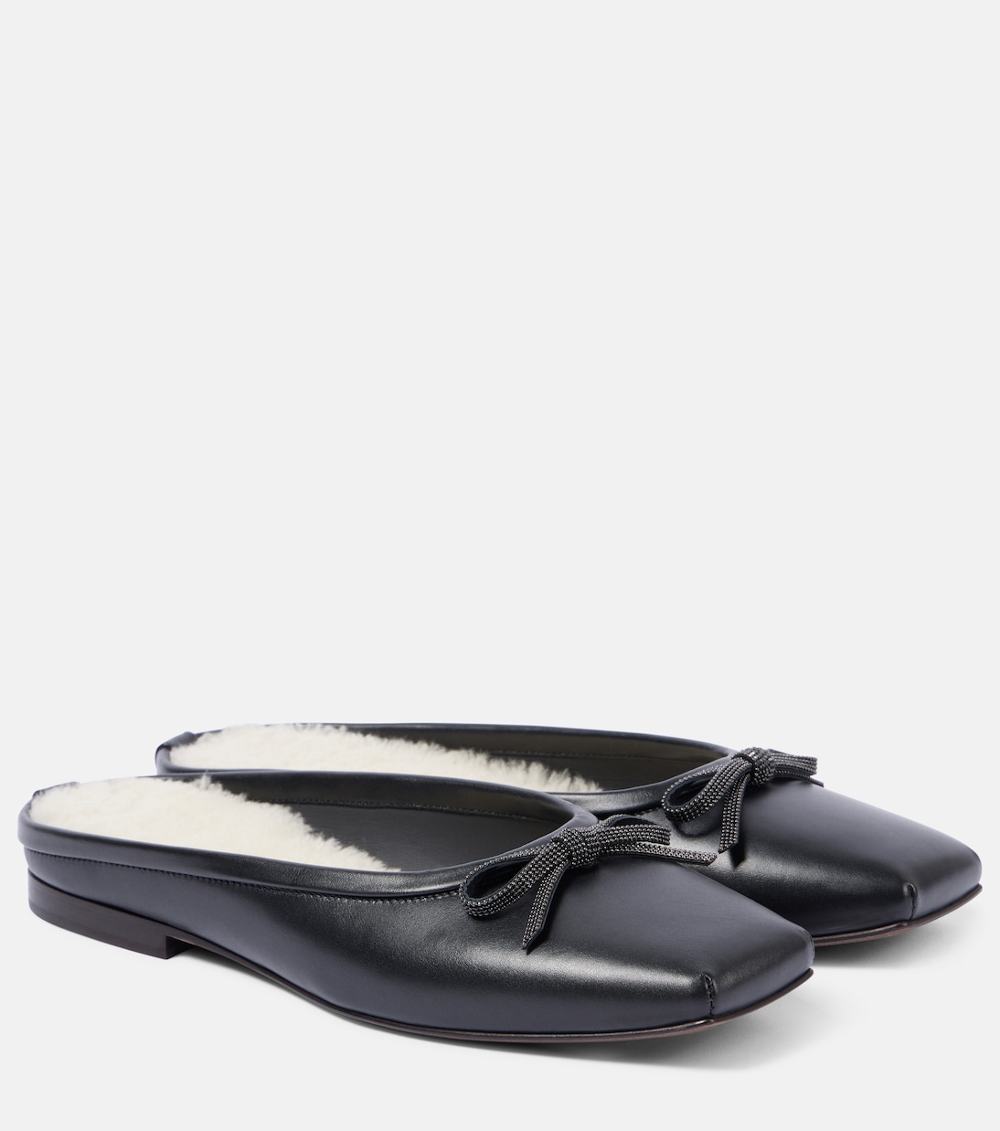 Monili shearling-lined leather mules | Brunello Cucinelli