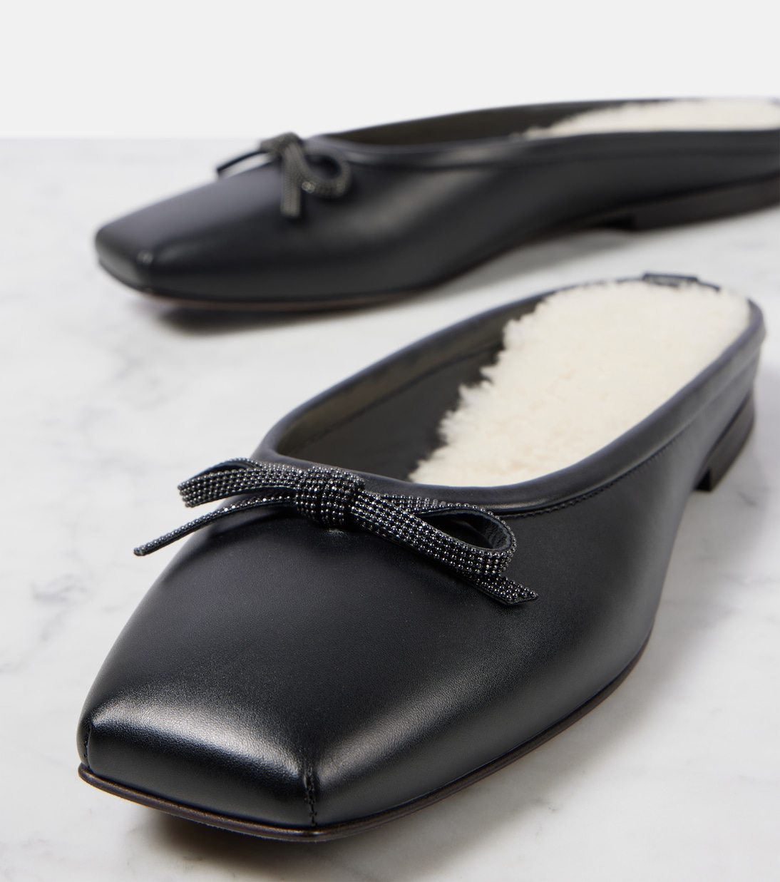 Monili shearling-lined leather mules | Brunello Cucinelli