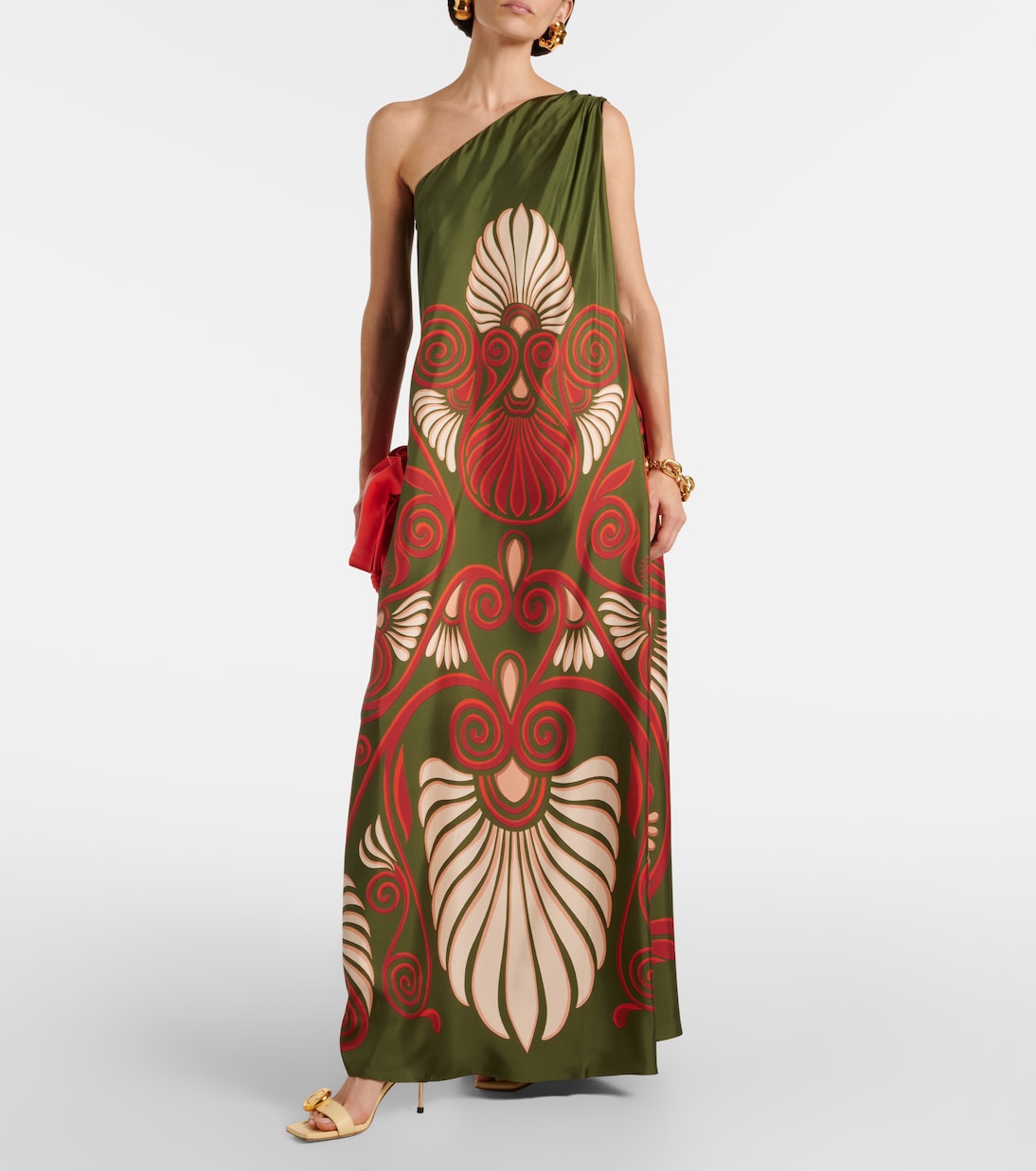 One-Shoulder-Maxikleid Roy aus Seiden-Twill | La DoubleJ