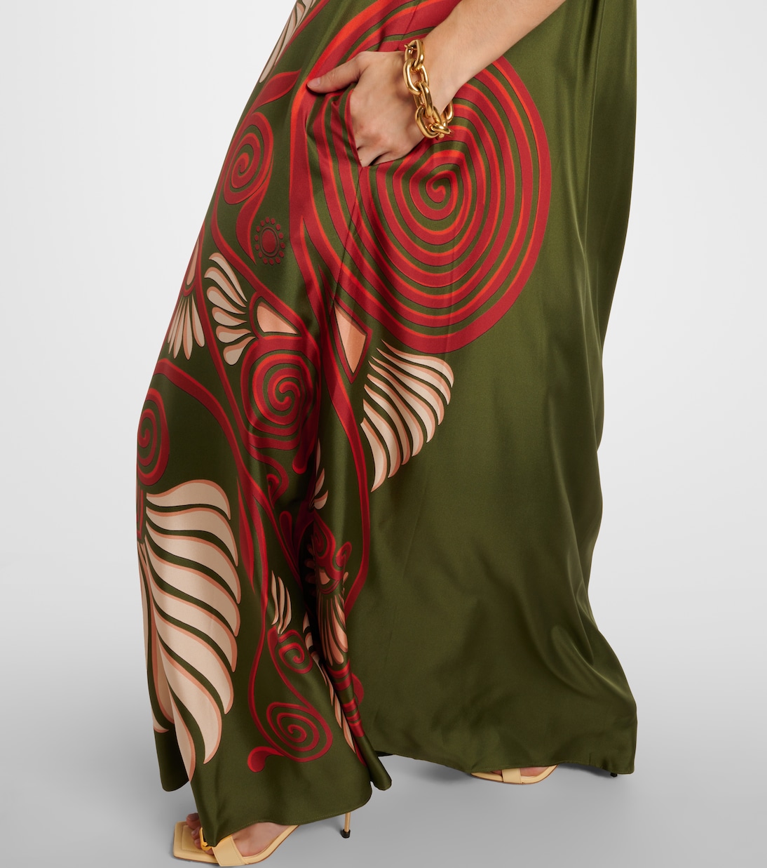 One-Shoulder-Maxikleid Roy aus Seiden-Twill | La DoubleJ