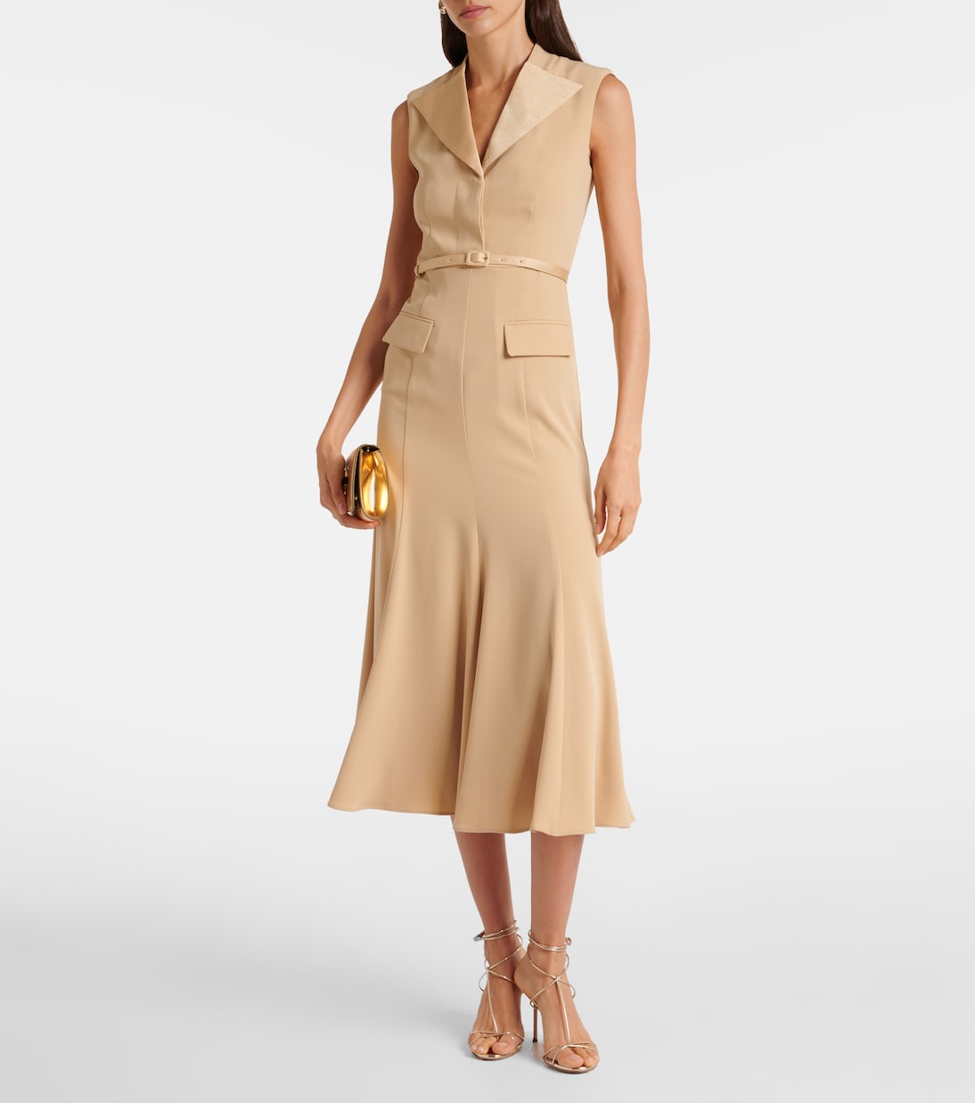 Abito midi in crêpe di raso | Roland Mouret