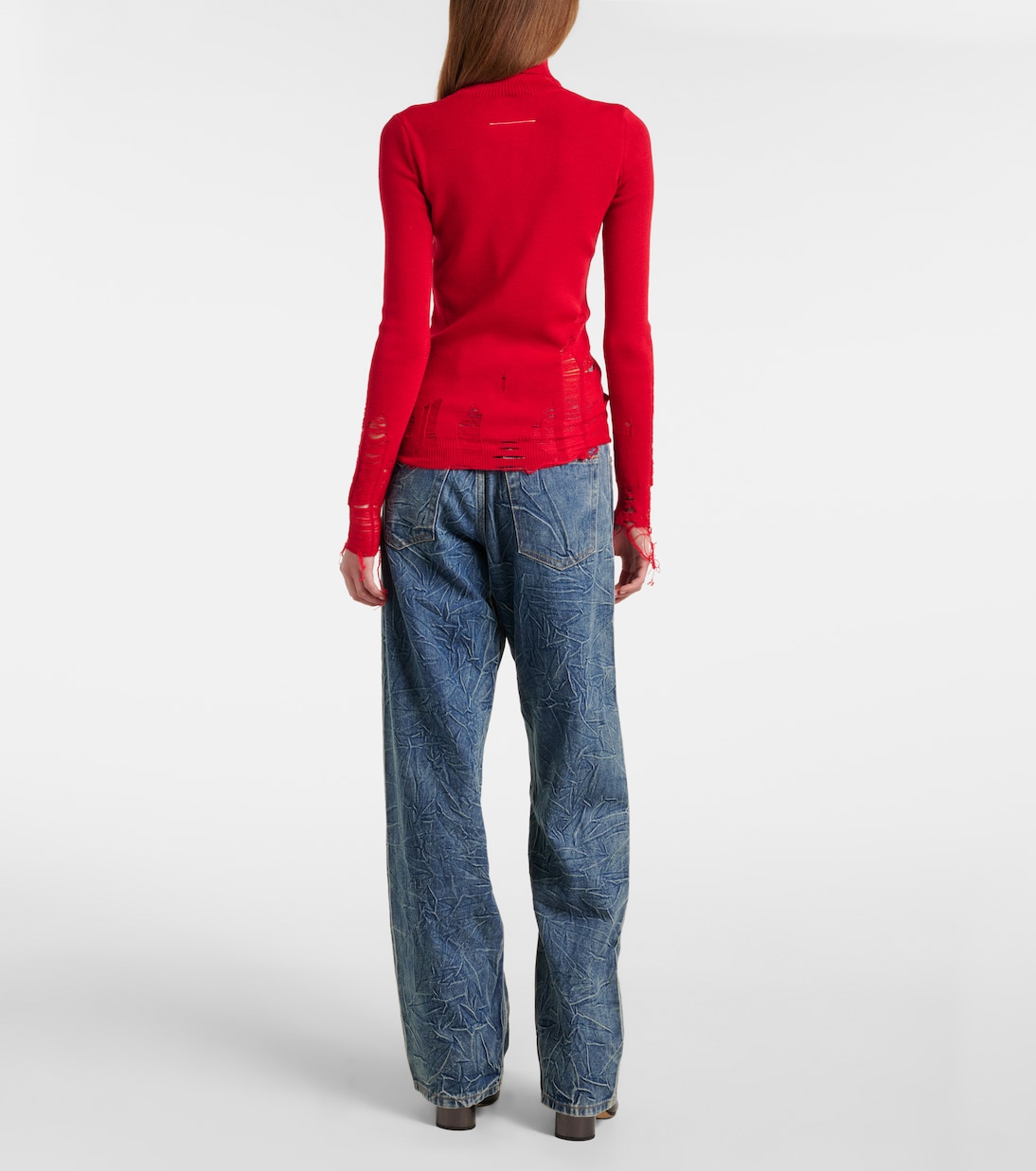 Distressed wool-blend turtleneck sweater | MM6 Maison Margiela