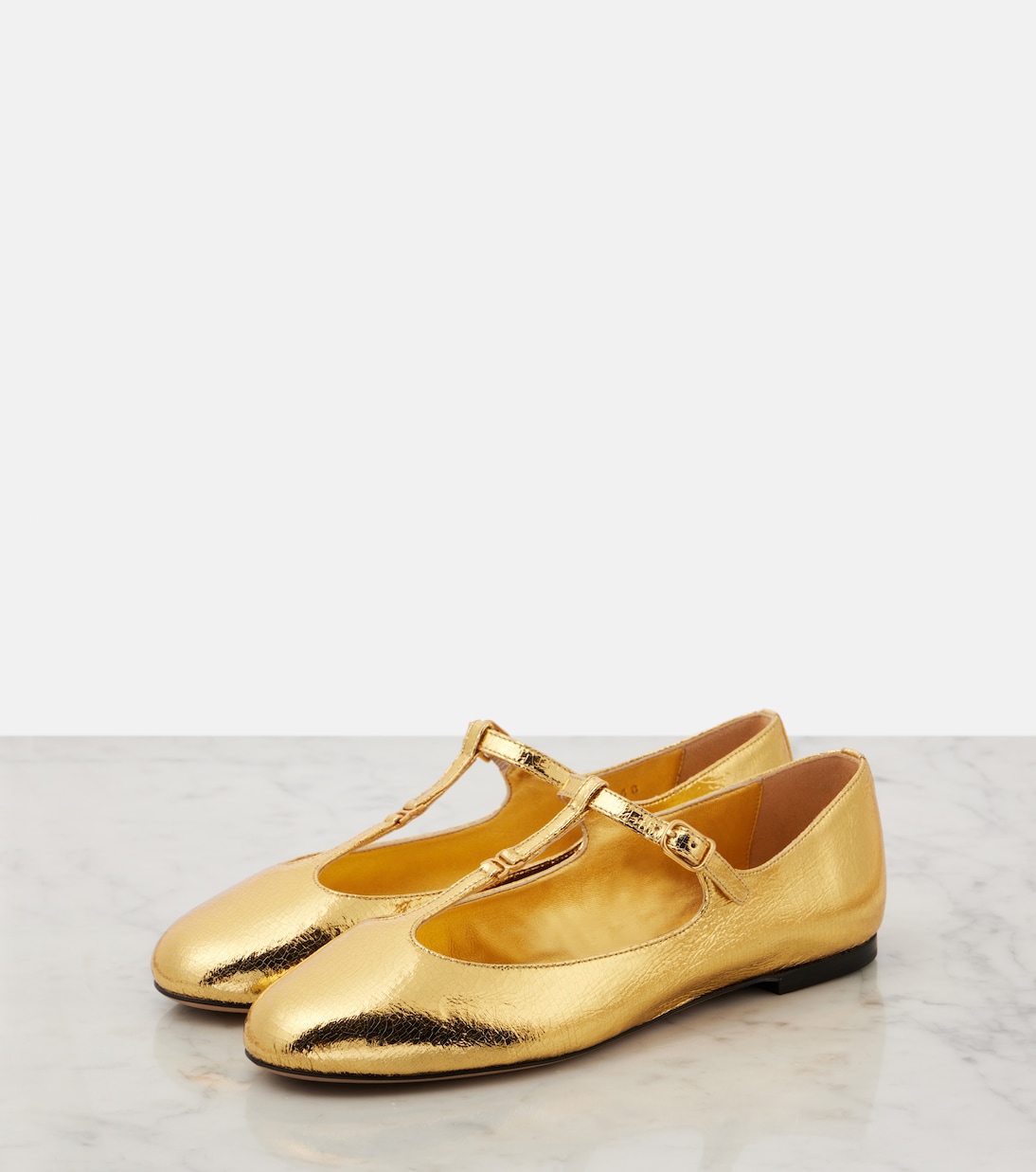 Marcie metallic leather Mary Jane flats | Chloé