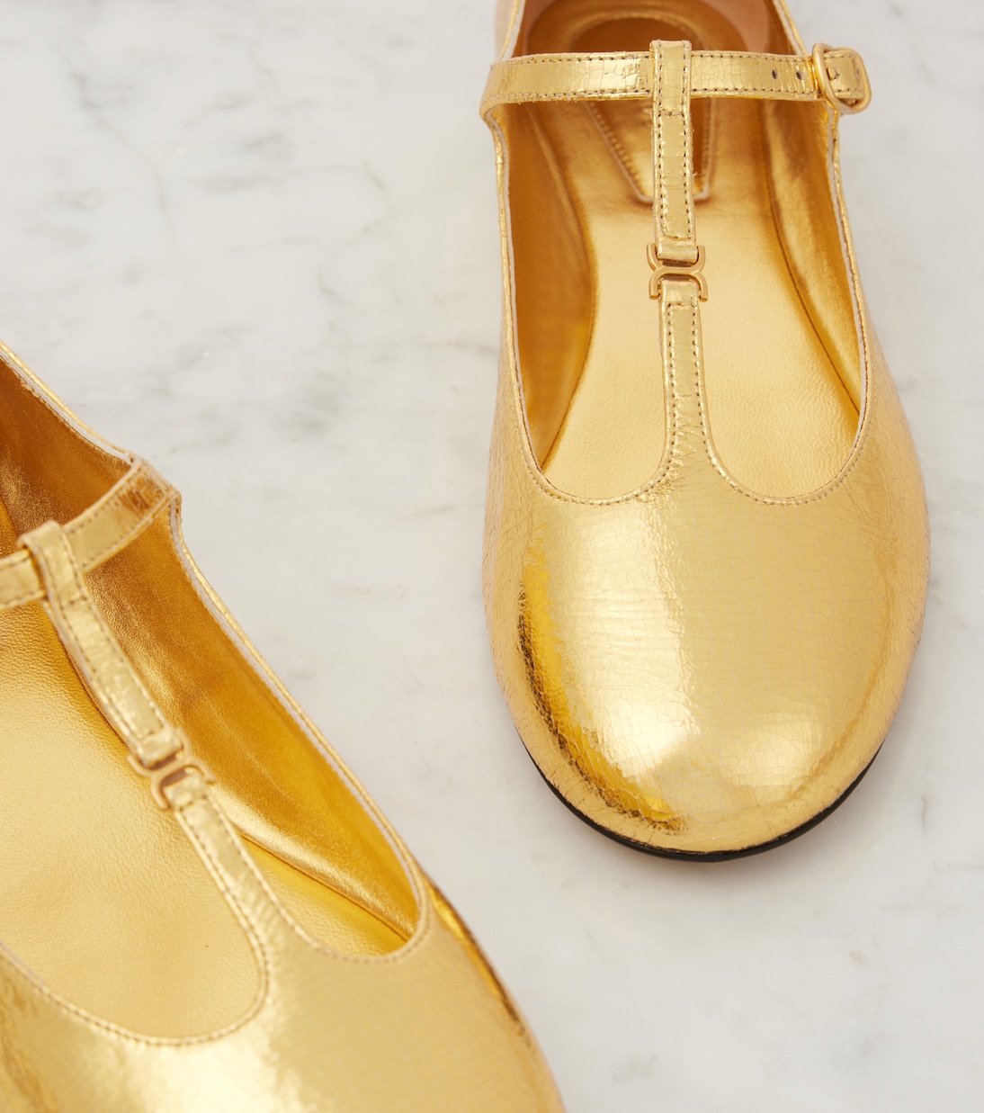 Marcie metallic leather Mary Jane flats | Chloé