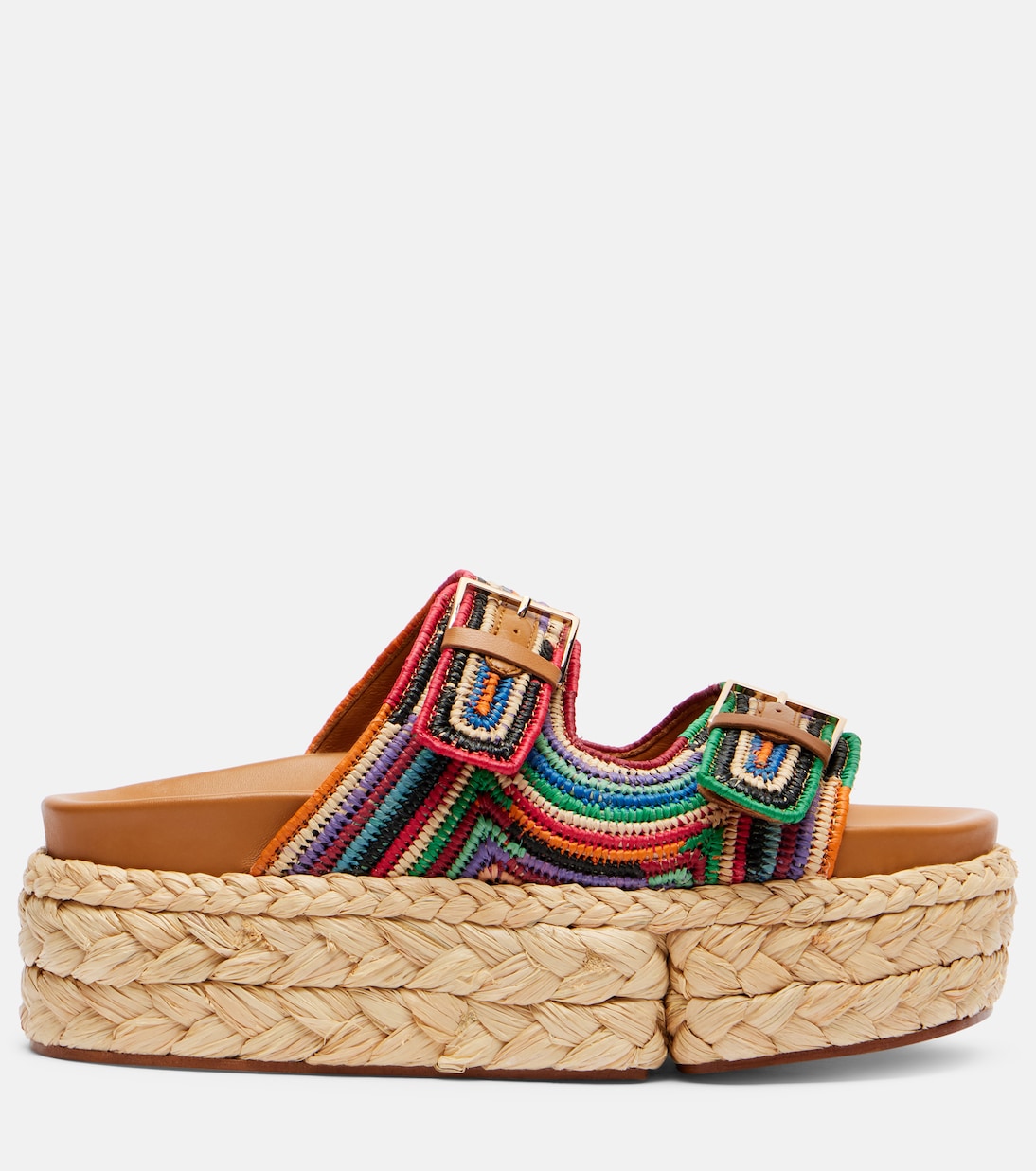 Quinie raffia platform slides | Clergerie