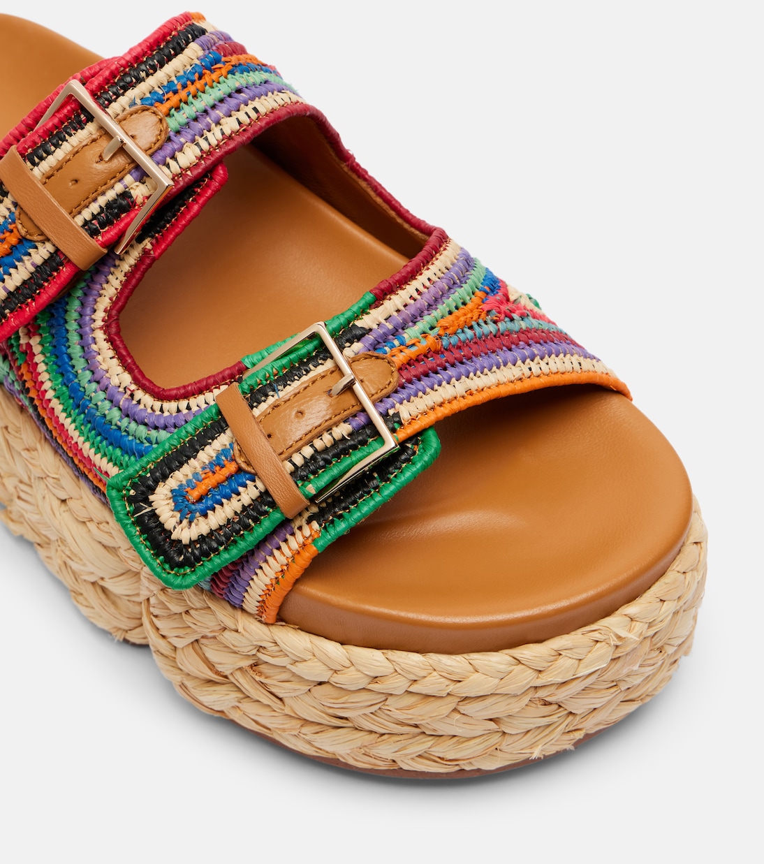 Quinie raffia platform slides | Clergerie