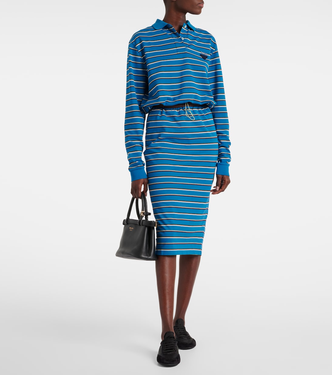 Falda midi de algodón a rayas | Prada