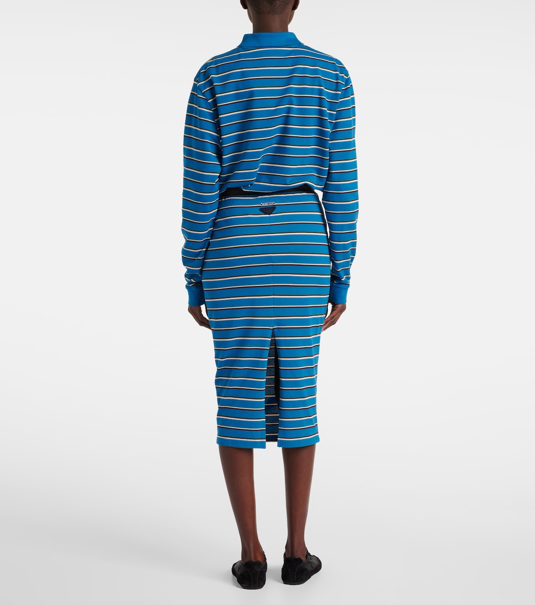 Falda midi de algodón a rayas | Prada