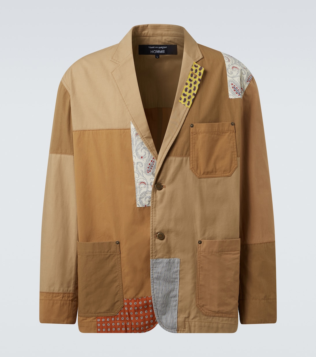 Blazer in raso di misto cotone patchwork | Comme des Garçons Homme