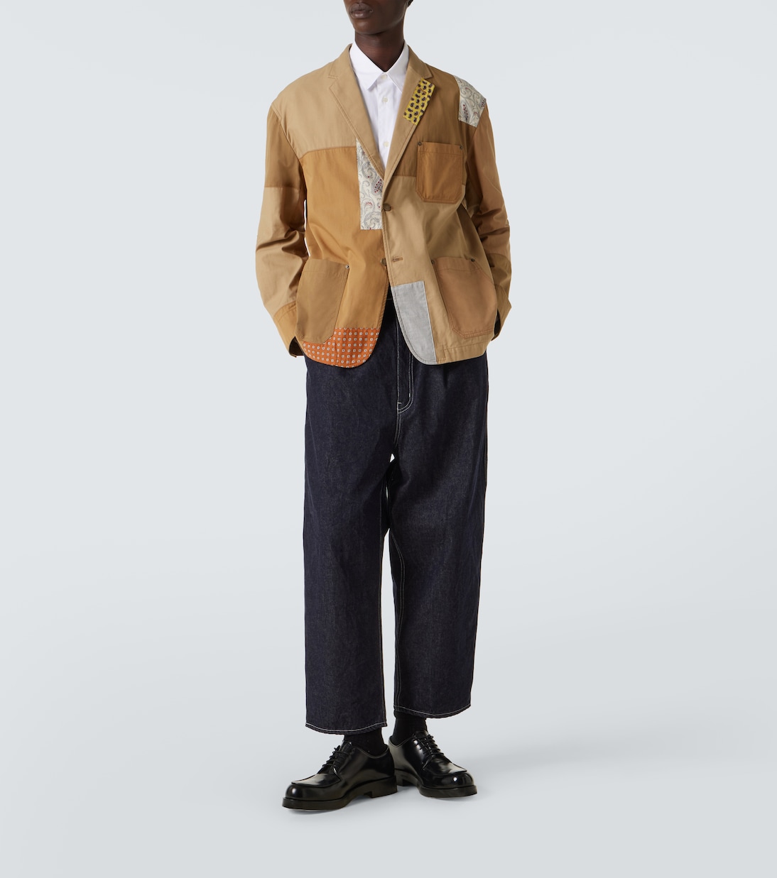 Blazer in raso di misto cotone patchwork | Comme des Garçons Homme