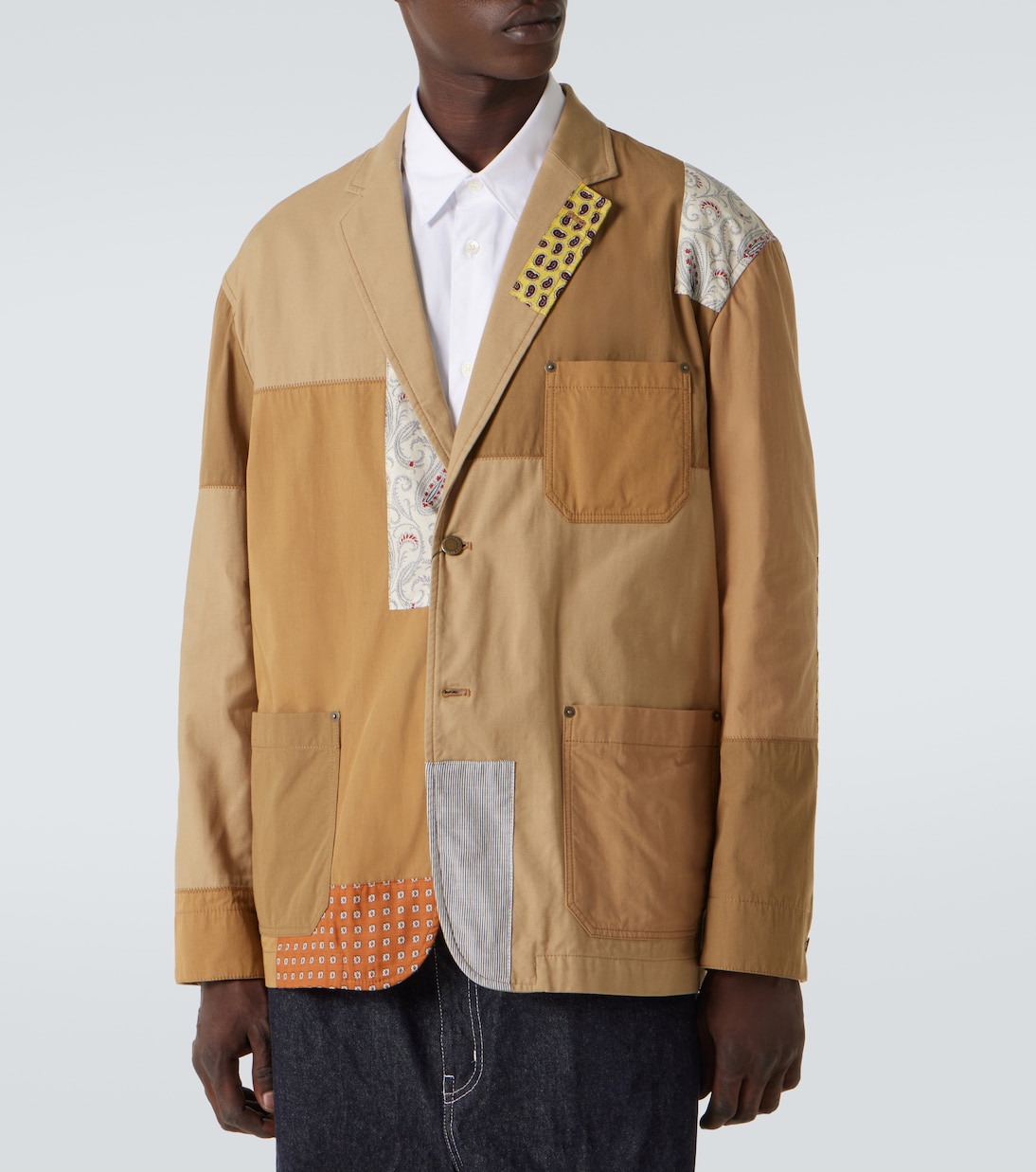 Blazer in raso di misto cotone patchwork | Comme des Garçons Homme