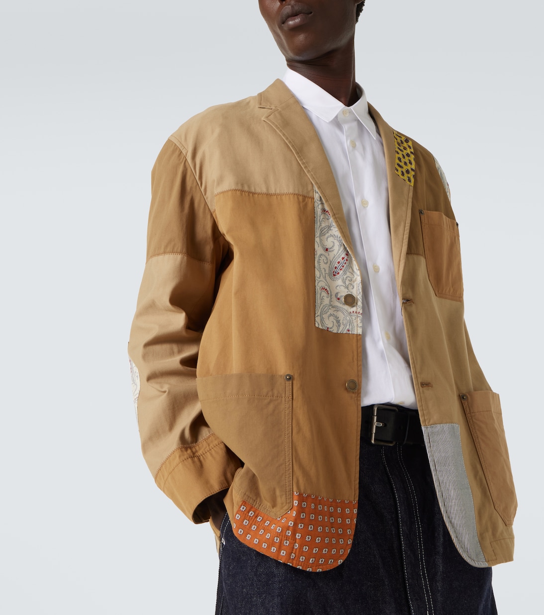 Blazer in raso di misto cotone patchwork | Comme des Garçons Homme