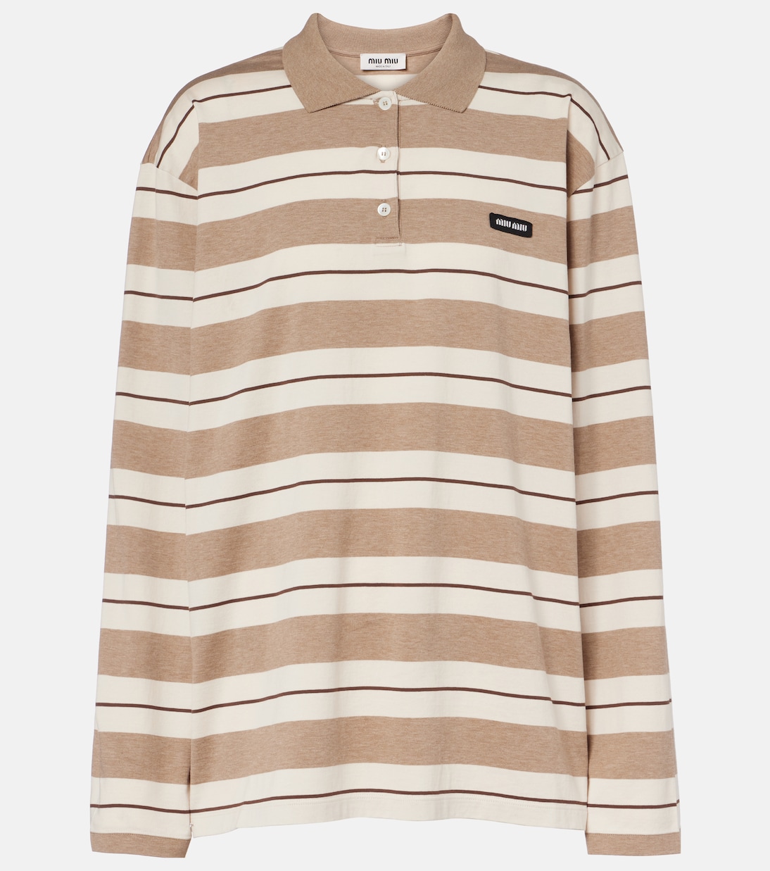 Polo de jersey de algodón a rayas | Miu Miu
