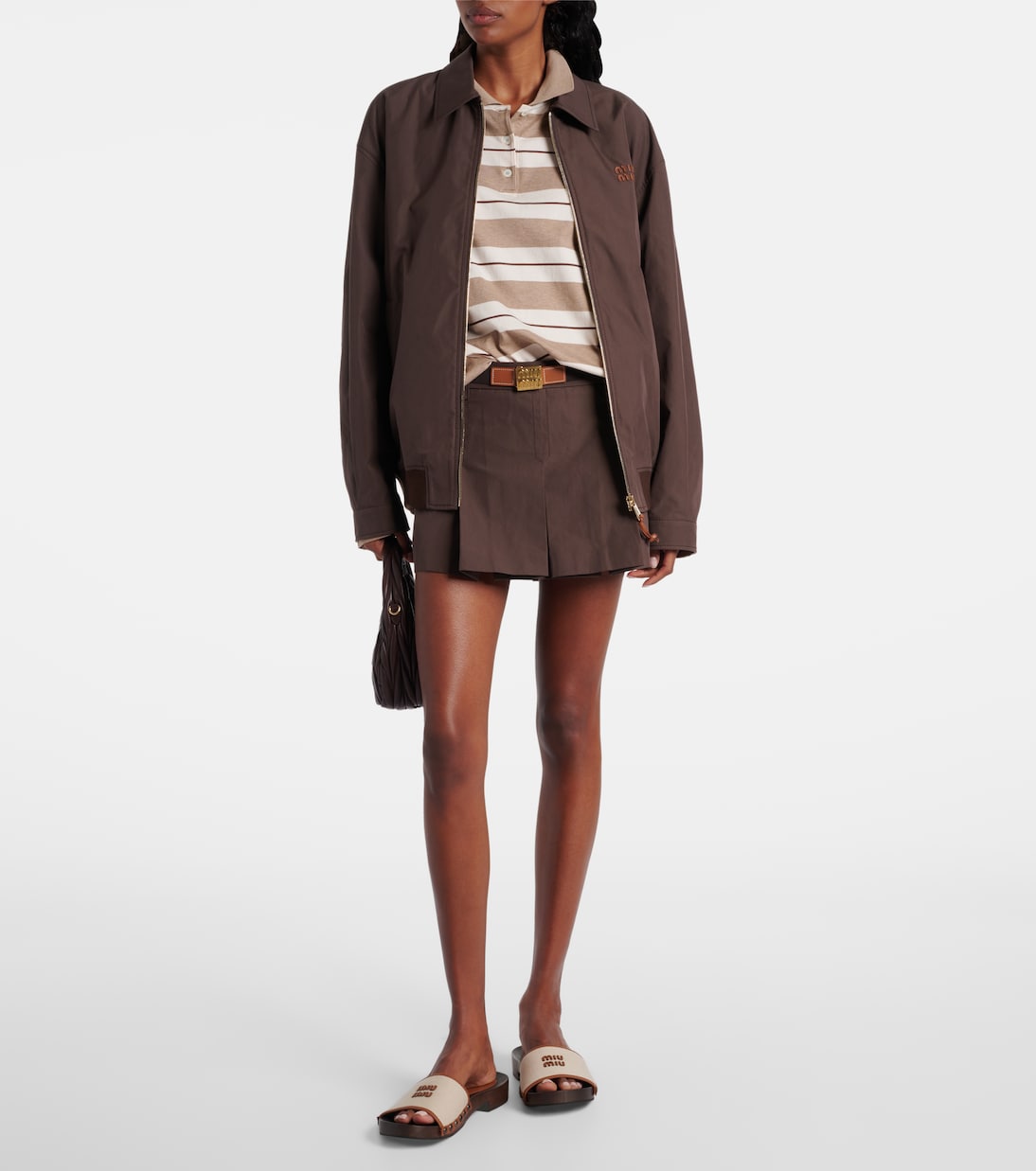 Polo de jersey de algodón a rayas | Miu Miu