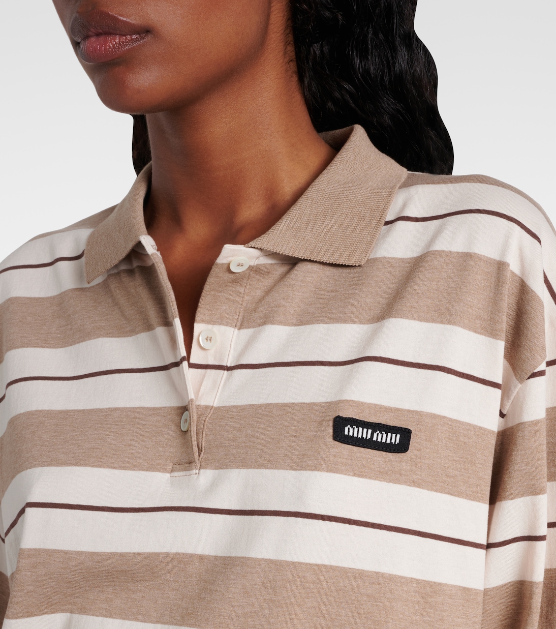 Polo de jersey de algodón a rayas | Miu Miu