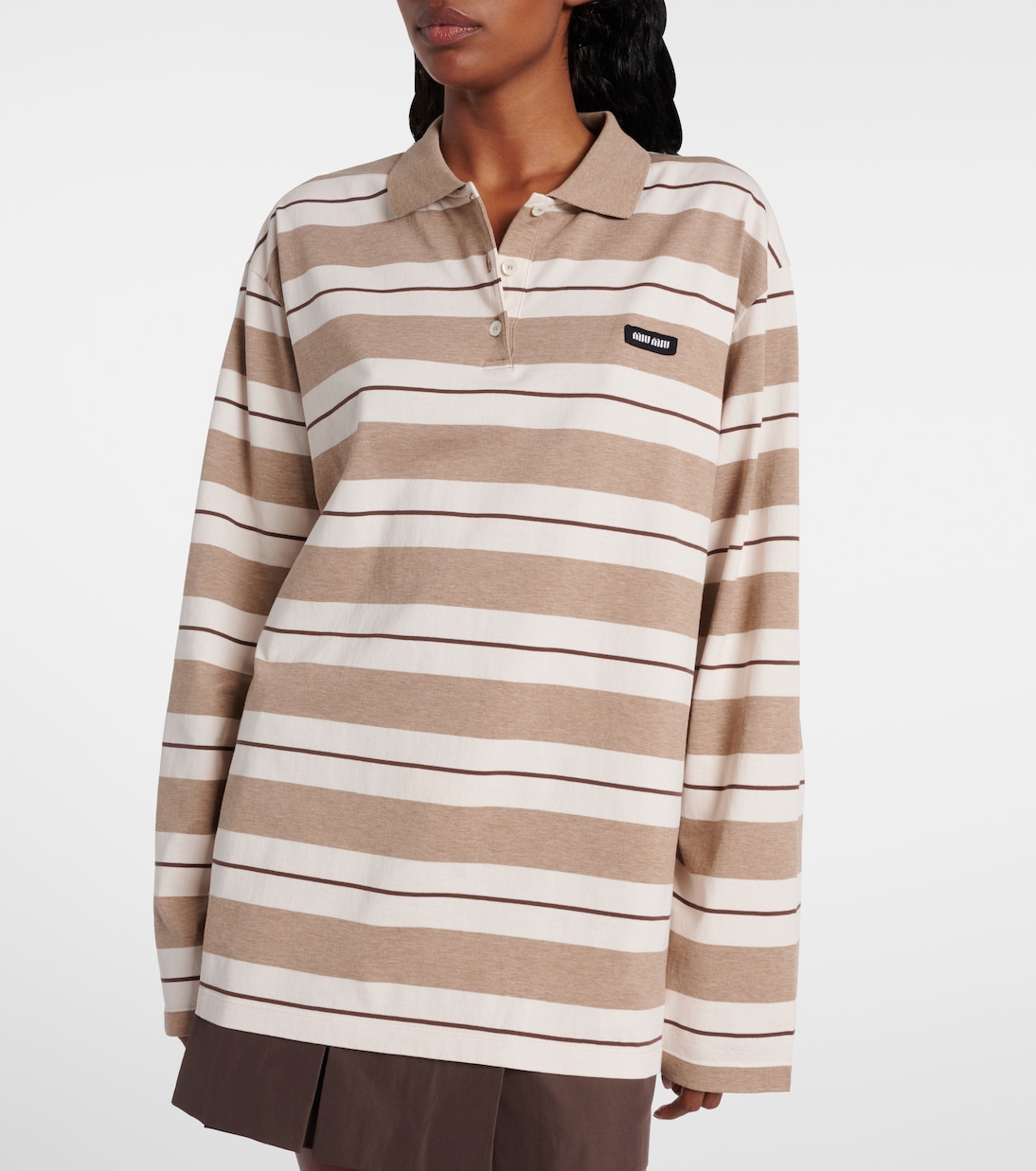 Polo de jersey de algodón a rayas | Miu Miu