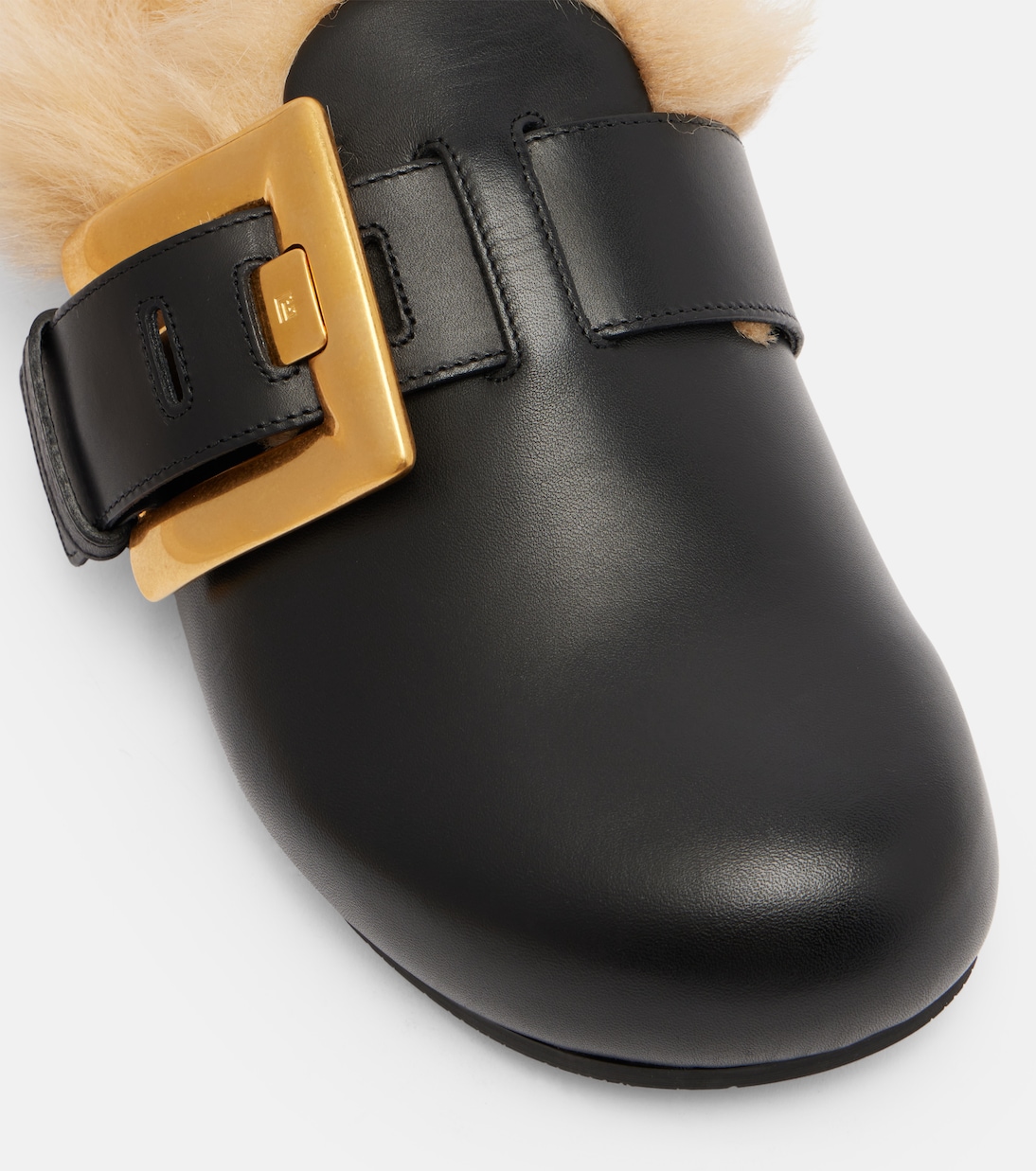 Anthem leather and faux fur clogs | Balmain