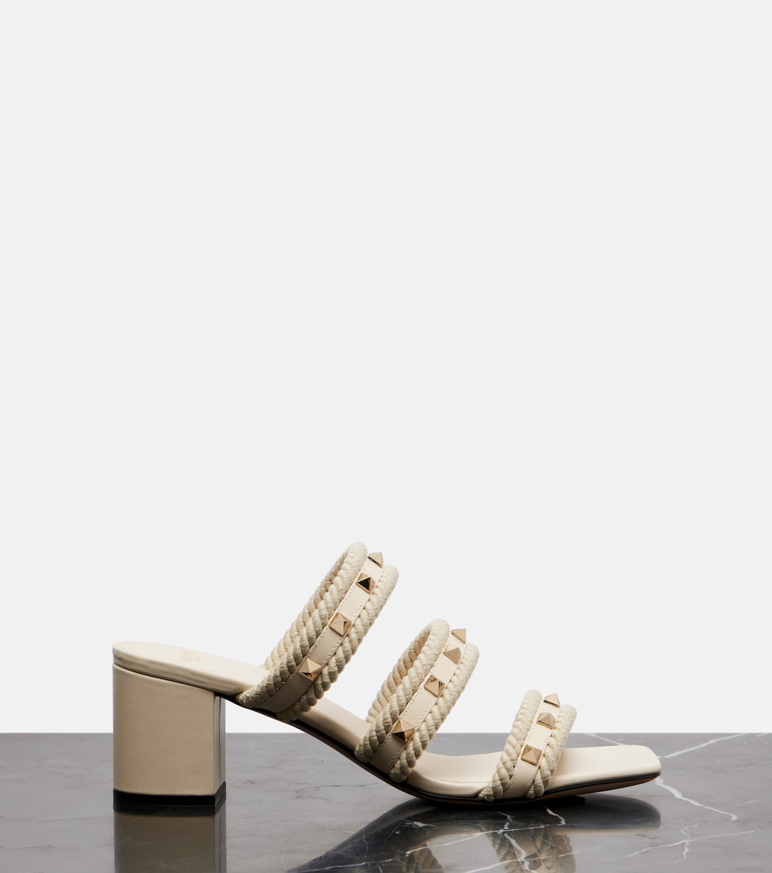 Mules Rockstud Torchon 60 en cuir  | Valentino Garavani