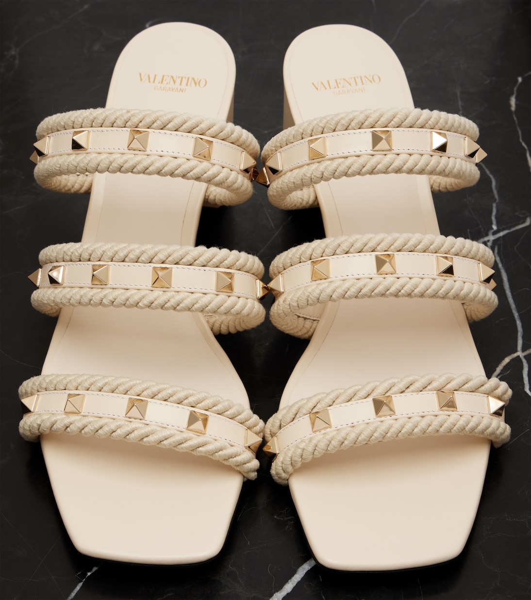 Mules Rockstud Torchon 60 en cuir  | Valentino Garavani